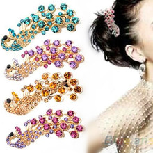 2021 Hot Selling Fashion Peacock Full Crystal Rhinestones Hairpin Hair Clip Headwear Barrettes For Women 2024 - buy cheap