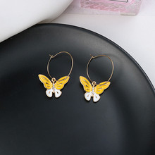 Korean Style Enamel Butterfly Hoop Earrings Big Size Trendy Animal Jewelry Prom Party Butterfly Earrings gift for women girls 2024 - buy cheap
