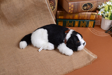 Cão simulação 28 cm furry macio propenso cão respiração dormir brinquedo modelo de artesanato, fotografia, adereços, casa decoração a1936 2024 - compre barato