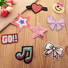 Free shipping 10 pcs Star Bow GO sequins embroidered Iron On Patches cell phone decor garment repair Appliques accessory diy 2024 - buy cheap