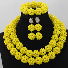 Popular Yellow Beads African Jewelry Set Dubai Gold Wedding Necklace Set Brand Crystal Jewelry Free Shipping WD516 2024 - buy cheap