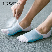 LKWDer-Calcetines cortos de malla transpirable para hombre, medias de silicona antideslizantes a rayas, tobilleras invisibles, 5 pares 2024 - compra barato