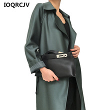 Женское длинное пальто с поясом, ветровка с длинным рукавом, 2019 2024 - купить недорого
