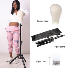 Super Wig Making Set 50 Inch Adjustable Black Tripod Stand Holder With Canvas Head Training Mannequin For Hairdressing 50 Tpins 2024 - buy cheap