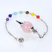 New Natural Stone Purple Crystal Carnelian Opal Lapis Quartz Ball Chain Dowsing Pendant Healing Chakra Pendulum With Beads Chain 2024 - buy cheap