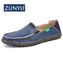 ZUNYU Canvas Loafers Shoes Slip on Men Casual Shoes Summer New 2019 Breathable Fashion Soft Flat Driving Shoes Size 39-47 2024 - buy cheap