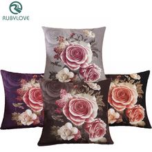 RUBYLOVE Cotton Cloth Retro Classic Peony Flower Printed Cushion Cover Throw Pillow Case For Living Room Bed Room 2024 - buy cheap