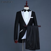 Fashion Black White Tailcoat Tuxedo Wedding Grooms Suits (Jacket+Pants) Men Party Prom Stage Singers Costume Terno Masculino XXL 2024 - buy cheap