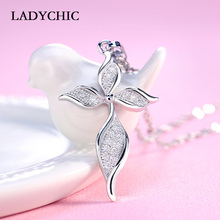 LADYCHIC Fashion Silver Color Women Pendant Necklace Dainty Leaf Shape Crystal Chain for Female Party Jewelry Wholesale LN1011 2024 - buy cheap