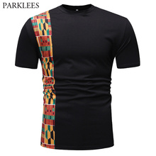 African Print Black T-shirt Men 2019 Brand New Slim Fit O Neck Cotton Tshirts Mens Short Sleeve Hip Hop Top Tee Camisetas Hombre 2024 - buy cheap