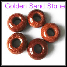 12pcs/lot nature golden sand stone european beads accessories jewelry beads for bracelet making size 8x14mm hole size 5mm 2024 - buy cheap