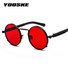 YOOSKE Retro Steampunk Sunglasses Men Round Designer Metal Steam Punk Gothic Sunglasses Women UV400 Shields Vintage Eyewear 2024 - buy cheap