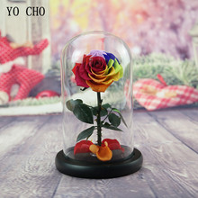 YO CHO 1pc Glass Cover Fresh Preserved Flower Rose Barbed Rose Flores Wedding Marriage Home Party Decoration Valentines Day Gift 2024 - buy cheap