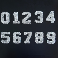 Number Hot fix Rhinestones Beaded Patches Iron on Clothes Stickers 0 1 2 3 4 5 6 7 8 9 Garment Apparel Hat Applique Accessories 2024 - buy cheap