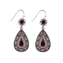 Amder Nrrival-pendientes bohemios de estilo Vintage con goteo de aceite y flor azul, aros colgantes Bohemia de bucle étnico, joyería de regalo de Navidad AE025 2024 - compra barato