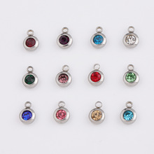 Stainless Steel 6.5mm Colorful Crystal Birthstone Charms For Jewelry Geboortestenen Wholesale Price 60pcs/lot 2024 - buy cheap