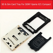 Single Daul Sim Card Slot Tray For Sony Xperia XZ1 Compact G8441 SIM Card Tray + SD Card   Socket Reader Holder Replacement 2024 - buy cheap