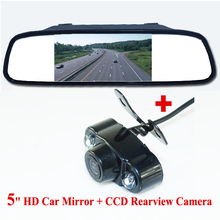 New 2 in 1, 5" TFT LCD Car Mirror Monitors Sunvisor+Rear View Camera Reverse Backup Parking Assistance 2024 - buy cheap