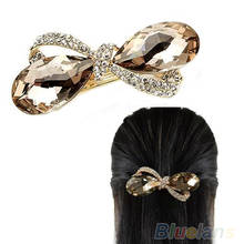 New Crystal Rhinestone Oval Bowknot Barrettes Hair Clip Clamp Hairpin Headwear Accessories for Women 09BJ 2024 - buy cheap