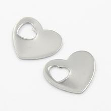 Valentine Gifts Ideas for Him 304 Stainless Steel Blank Stamping Tag Heart Charms Pendants, Stainless Steel Color, 15x18x7mm, 2024 - buy cheap