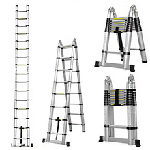 2.5m + 2.5m Aluminum Telescopic Ladder retractable folding  Aluminium with Joint Multipurpose Folding Step Ladder Portable 2024 - buy cheap