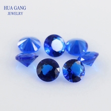 Free Shipping Size 1.0~15mm Color Blue Round Shape Machine Cut Loose Glass Stone Synthetic Gems For Jewlry 2024 - buy cheap