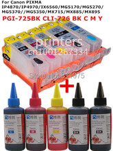 For CANON PIXMA IP4870 IP4970 IX6560 MG5170 MG5270 MG5370 PGI-725 refillable ink cartridge+ 5 Color Dye Ink 100ml each bottle 2024 - buy cheap