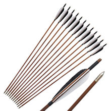 12Pcs/Lot Linkboy Archery Bamboo Arrow Shaft 85cm 5'' Turkey Feather Bow Hunting 2024 - buy cheap