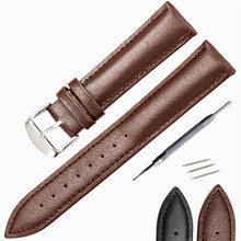 Pulseira de couro genuíno de 14mm 16mm 18mm 20mm, pulseira universal de relógio, fivela de aço, pulseira de fecho + ferramenta 2024 - compre barato