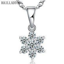 Silver Plated Pendant Elegant Snowflake Necklace For Women High End 64 Faces Crystal Jewelry For Party Wedding 2024 - buy cheap