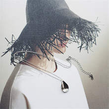 Martick-collar con colgante de gota de agua de estilo Simple para mujer, cadena de eslabones en forma de O de plata 925 auténtica, GSN23 2024 - compra barato