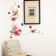 Pegatinas de pared de flores y mariposas para dormitorio y baño, póster de ZYPA-2007 para el hogar, adhesivo extraíble, calcomanía de vinilo de PVC 2024 - compra barato