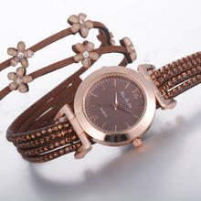 Женские Аналоговые кварцевые часы FanTeeDa с браслетом со стразами, часы с механизмом, наручные часы с кожаным ремешком B40 2024 - купить недорого