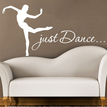 Apenas dança decalque de parede feminino menina silhueta dança ginástica adesivos de vinil decoração de parede mural arte cartaz vinilos parede a255 2024 - compre barato