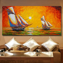 hot sale handpainted oil painting modern ocean oil painting on canvas abstract boat modern paintings seascape wall art picture 2024 - buy cheap