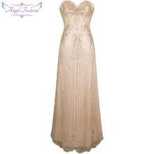 Angel-fashions Evening Dress Abendkleid Strapless  Sequined A-line Long  vestido de festa champagne 201 2024 - buy cheap