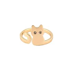 Min 1pc New Brushed Gold and Pink Cat Adjustable Ring Cute Cat Ring Lovely Cat Jewelry JZ140 2024 - buy cheap
