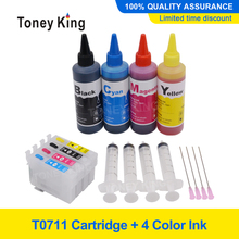 Cartucho de tinta recargable para impresora Epson T0711, T0715, Stylus DX7400, DX7450, DX8400, DX8450, DX9400F, 4 colores, recarga de tinta de 100ml 2024 - compra barato