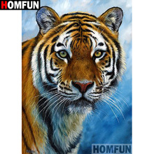 HOMFUN полный квадрат/круглая дрель 5D DIY Алмазная картина "Тигр" вышивка крестиком 5D домашний Декор подарок A09145 2024 - купить недорого
