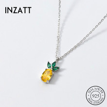 INZATT Real 925 Sterling Silver Cute Crystal Fruit Pineapple Pendant Necklace  Fine Jewelry For Women Accessories 2024 - buy cheap
