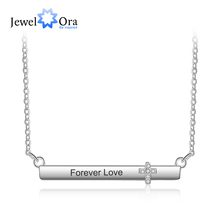 Personalized Name Necklace Strip Shape With Cross CZ Stone Accessorise Silver Necklaces & Pendants (JewelOra NE103161) 2024 - buy cheap