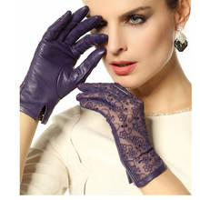 2018 Hot Sale Medival Lolita Women Lace Genuine Leather Gloves Unlined Lambskin Wrist Sunscreen Glove Free Shipping 2024 - buy cheap