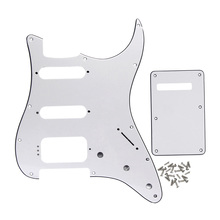 FLEOR Set of White 3Ply Guitar Pickguard SSH Back Plate Tremolo Cavity Cover Screws for 11 Hole Strat Guitar Accessories 2024 - buy cheap