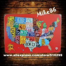 [ Mike86 ] Red Style USA MAP Metal Signs Gift PUB Wall art Painting Poster Bar Decor AA-108 Mix order 20*30 CM 2024 - buy cheap