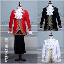 Men Renaissance Costume Vintage Military Tunic Court Jacket and Pant neckties Set Uniform Top Coat Fancy Dress Medieval XS-XL 2024 - buy cheap