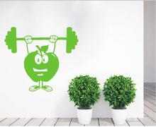 YOYOYU Cute Apple Weightlifting Gym Sport Wall Sticker Fitness Wall Decal Removable Free Shipping Wall Mural For Home DecorY-534 2024 - buy cheap