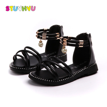 Children's sandals girls shoes 2021 summer new fashion zipper soft bottom princess shoes girls kids sandals flats Roman sandals 2024 - buy cheap