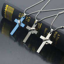 Fashion Cross Necklace Gold Black Blue Hip Hop Bible Scripture Jesus Cross Pendant Necklace Men and Women Jewelry 2024 - buy cheap