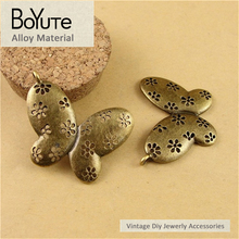 BoYuTe (40 Pieces/Lot) 38*29MM Antique Bronze Flower Butterfly Charms Vintage Zinc Alloy Trendy Pendants Fit Diy Jewelry Making 2024 - buy cheap