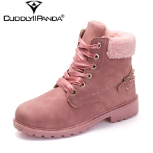 CuddlyIIPanda 2019 New Pink Winter Shoes Women Snow Boots Thick Plush Ankle Boots Fashion Design Rivets Botas Mujer  boots 2024 - buy cheap